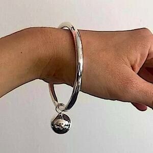 Drop Ball Sterling Silver Bangle Bracelet Various Sizes